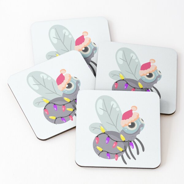 Item preview, Flat Design Holiday Illustration with a Fly Insect and Wearing a Light, Santa Hat	 designed and sold by AlginaPugachova.