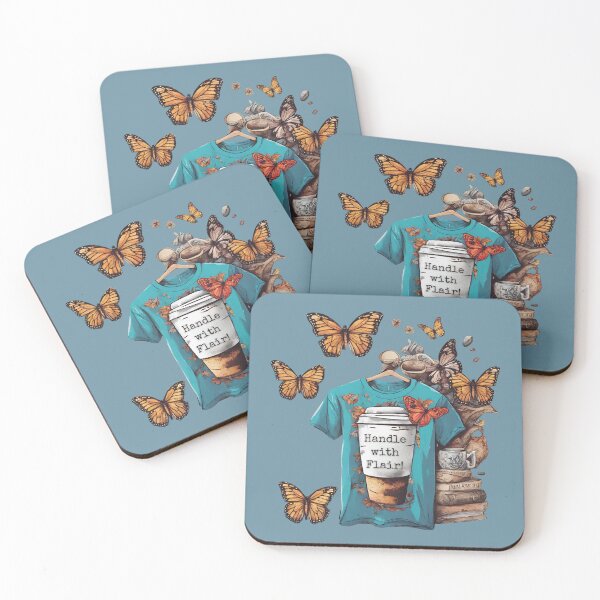 Item preview, Handle with Flair! - Tshirt Butterfly Coffee design Blue designed and sold by BeeG2024.