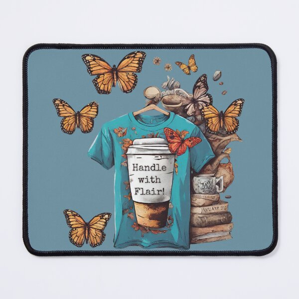 Item preview, Handle with Flair! - Tshirt Butterfly Coffee design Blue designed and sold by BeeG2024.