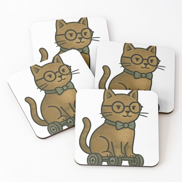 Item preview, Whimsical Cat on Wheels – Cute, Classy, and Quirky Art designed and sold by Cuddly-Cottons.