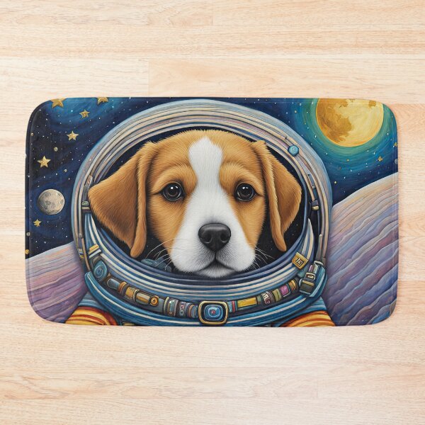 Item preview, Puppy in a Space suit sitting on a deck chair on the Moon designed and sold by Colin Bentham.