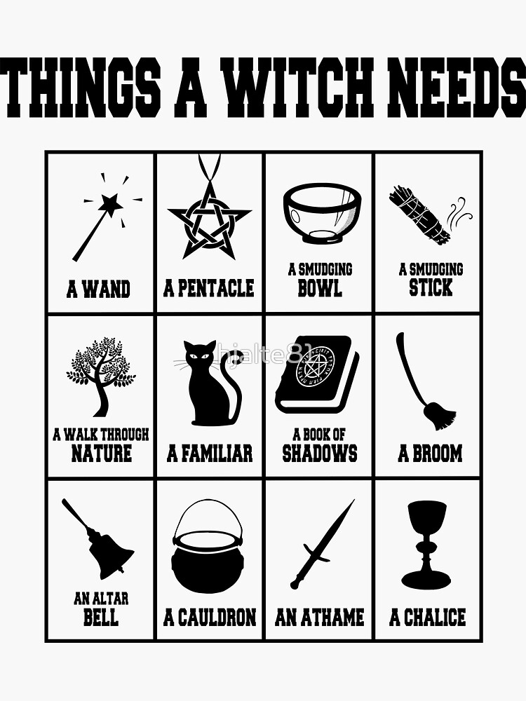 Thumbnail 3 of 3, Sticker, Things A Witch Needs designed and sold by hjalte81.