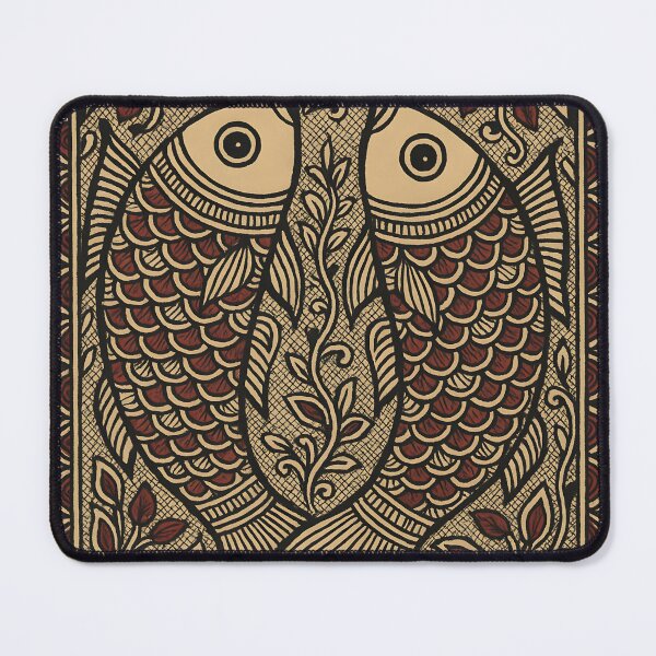 Item preview, Traditional Madhubani Fish Art – Indian Folk Painting Poster for Wall Décor designed and sold by AbstractAuraArt.