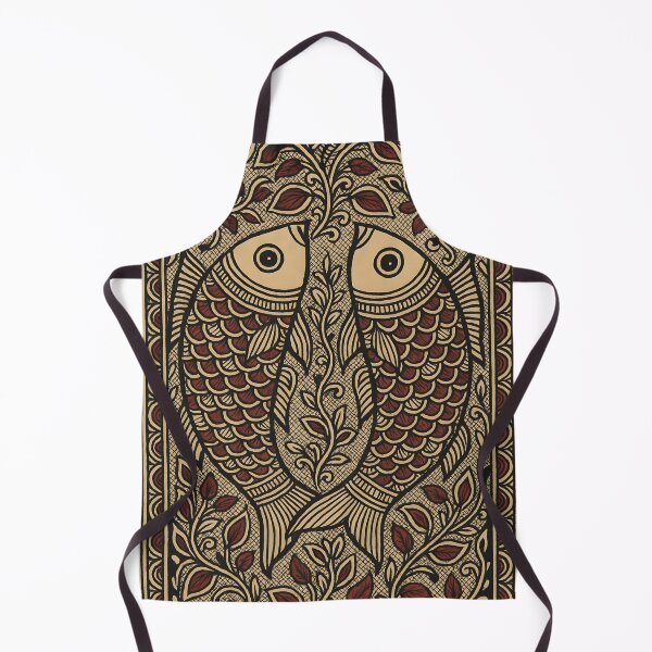 Item preview, Traditional Madhubani Fish Art – Indian Folk Painting Poster for Wall Décor designed and sold by AbstractAuraArt.