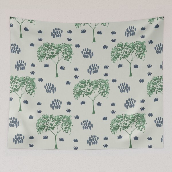 Item preview, Árbol de la vida Árboles verdes caprichosos Patas de grandes felinos Verde salvia claro designed and sold by JasmineGDesigns.