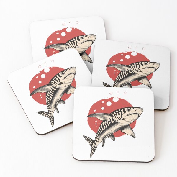 Item preview, Zebra Shark Rising – Bold Retro Ocean Art with Red Sun designed and sold by MomentumbyOla.