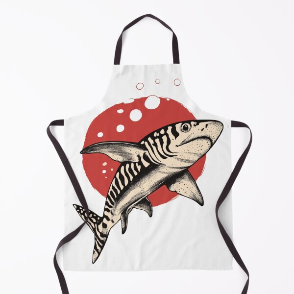 Item preview, Zebra Shark Rising – Bold Retro Ocean Art with Red Sun designed and sold by MomentumbyOla.