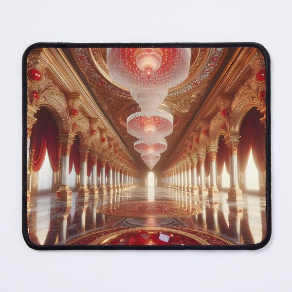 Item preview, Opulent Grand Hall with Golden Elegance and Crystal Chandeliers designed and sold by PandaTShirtShop.