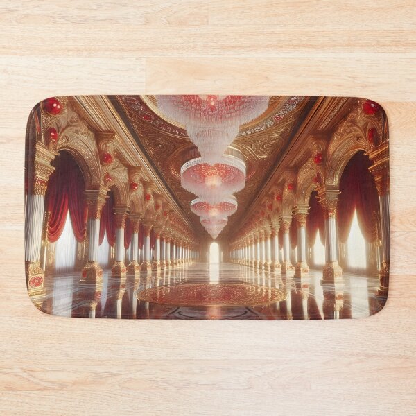 Item preview, Opulent Grand Hall with Golden Elegance and Crystal Chandeliers designed and sold by PandaTShirtShop.