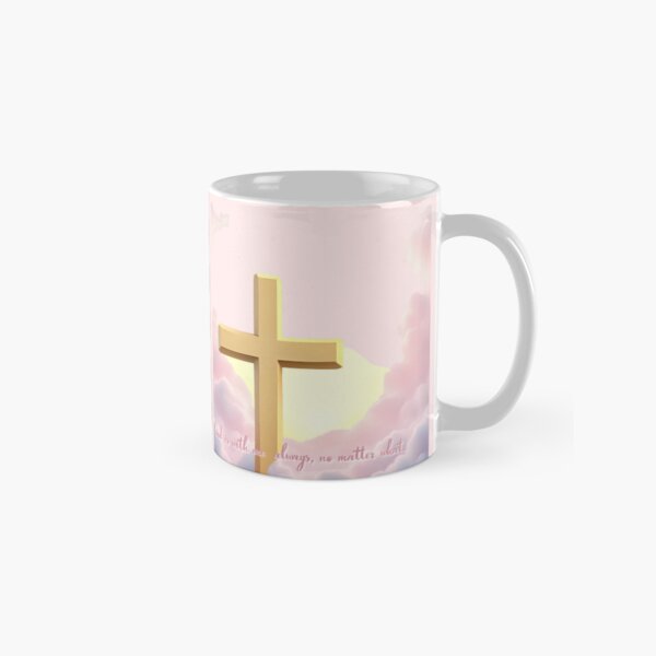 Item preview, Blush Cloud Background cross | Christian Affirmation “God is with me – always” designed and sold by ColorfulBlooms.