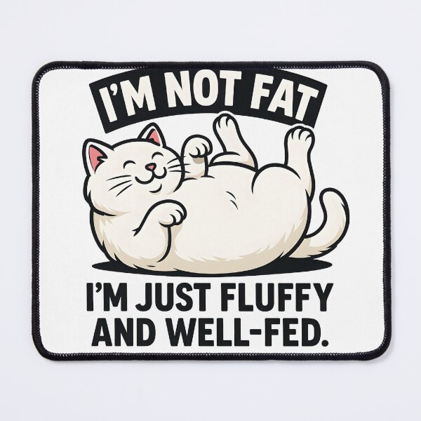 Item preview, Funny Chonky Cat T-Shirt – "I’m Not Fat, I’m Just Fluffy and Well-Fed" – Cute Fat Cat Humor Tee for Cat Lovers & Parents designed and sold by WAUZ.
