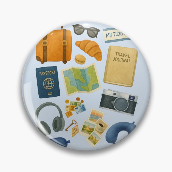 Item preview, Let’s Travel – Watercolor Travel Essentials Illustration designed and sold by Patternicity.