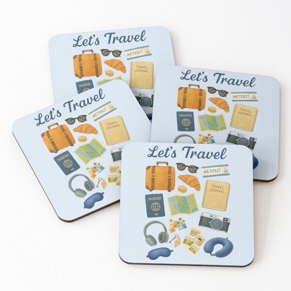 Item preview, Let’s Travel – Watercolor Travel Essentials Illustration designed and sold by Patternicity.