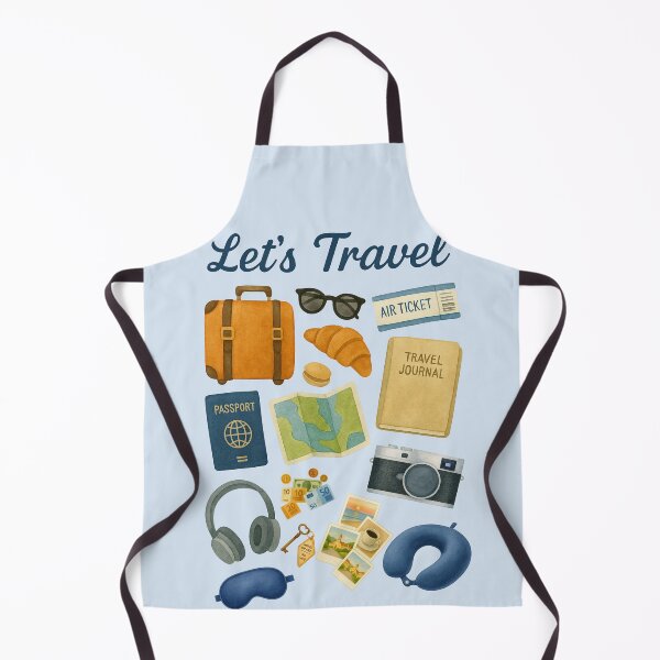 Item preview, Let’s Travel – Watercolor Travel Essentials Illustration designed and sold by Patternicity.