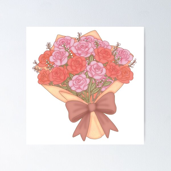 Aperçu de l'œuvre Bouquet de roses romantiques créée et vendue par TRNice.