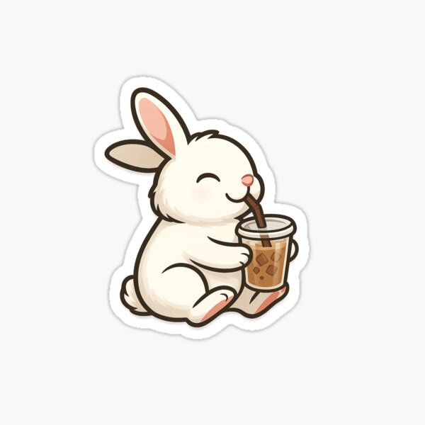 Item preview, Bunny Drinking Iced Latte designed and sold by dropdabunny.