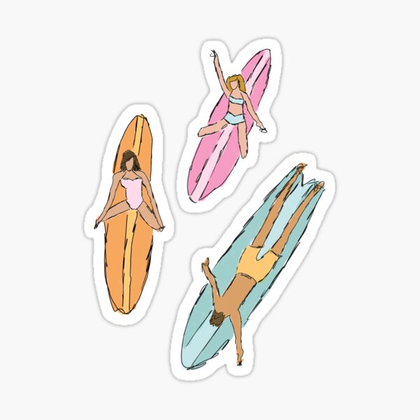 Aperçu de l'œuvre Groupe de surfeurs pastel créée et vendue par KakuaDesigns.