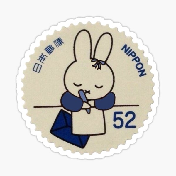 Vista previa del artículo con la obra «Pegatina de sello japonés Miffy / Nijntje», diseñado y vendido por DutchBunnyShop.