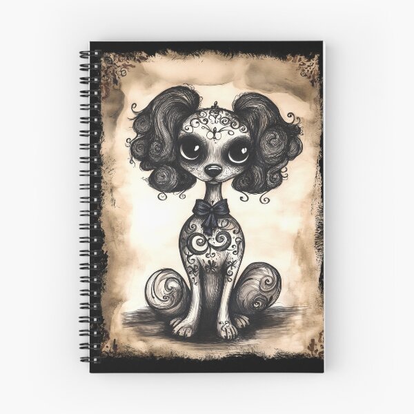 Item preview, Gothic Curly-Haired Dog with Bow – Elegant Creepy Cute Illustration designed and sold by Spaabus.