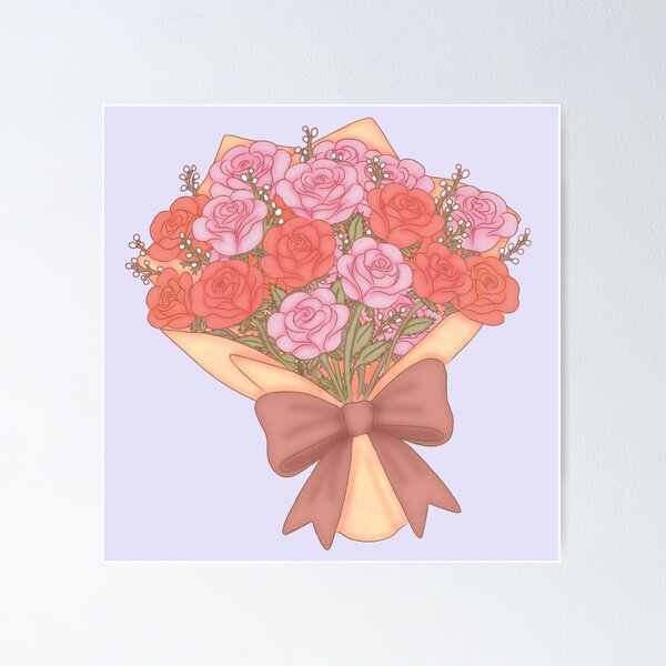Aperçu de l'œuvre Bouquet de roses romantiques créée et vendue par TRNice.