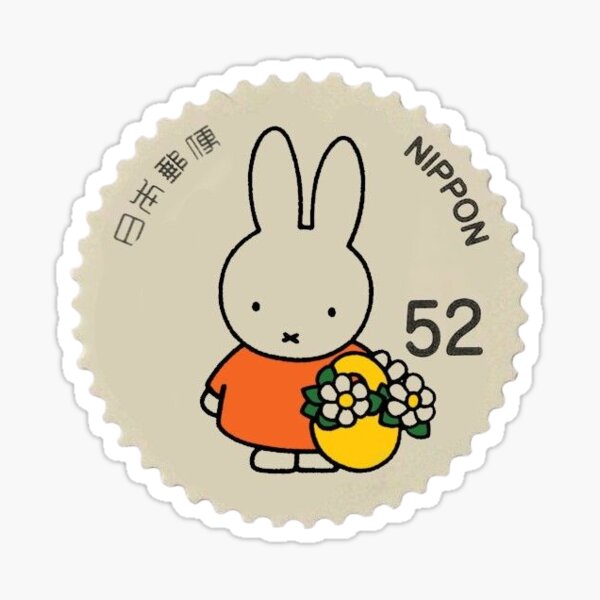 Item preview, Kawaii Miffy / Nijntje Bunny with Flowers – Vintage Japanese Stamp Aesthetic designed and sold by DutchBunnyShop.