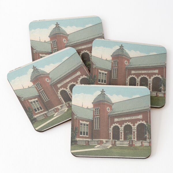 Item preview, Vintage 1920s-Inspired Public Library, Waterville Maine – Historic Architecture Art Print designed and sold by markomundo.