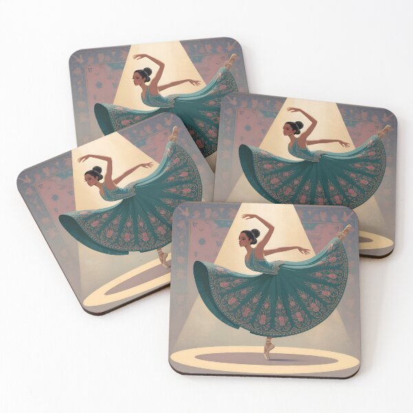 Item preview, Graceful Ballerina in Teal Dress – Classical Ballet Art designed and sold by Azraqcrafts.