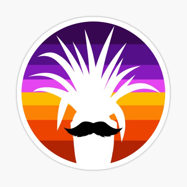Item preview, A plant silhouette with a mustache against a sunrise designed and sold by thedinisfdesigns.