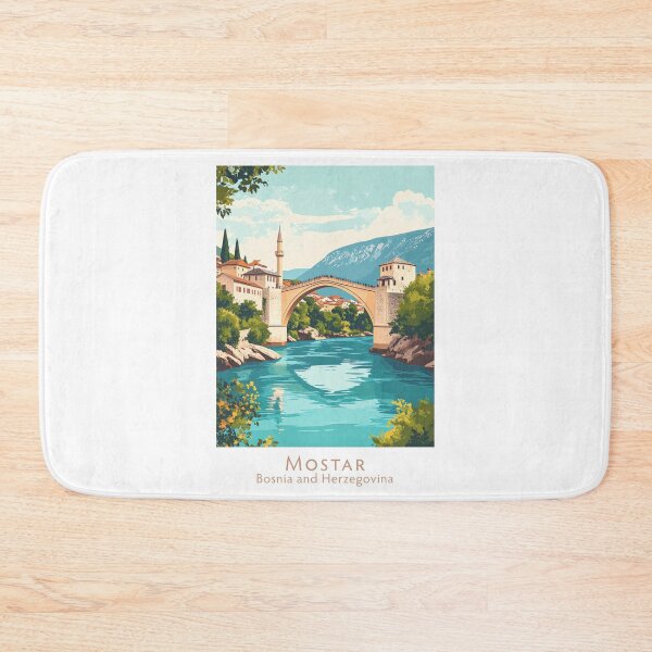 Item preview, Mostar Bridge – Stari Most in Bosnia and Herzegovina | Vintage Retro Travel Poster Art designed and sold by pod24.