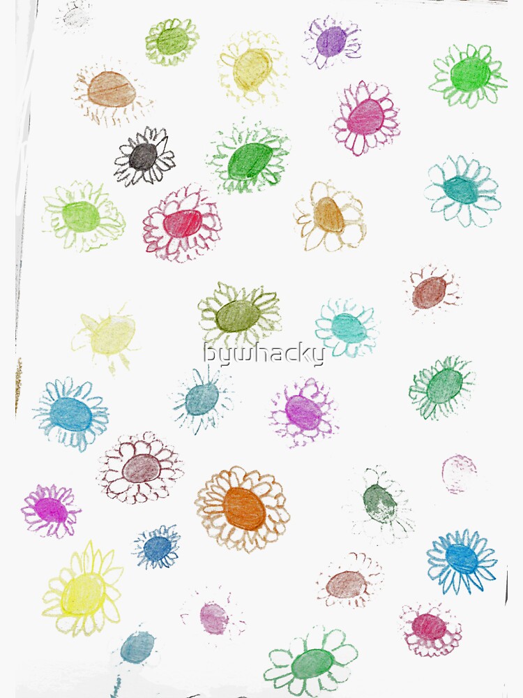 Thumbnail 3 of 3, Sticker, flowers in coloured pencils pattern designed and sold by bywhacky.
