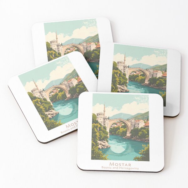 Item preview, Stari Most – Mostar Retro Vintage Poster Art | Bosnia & Herzegovina Illustration designed and sold by pod24.