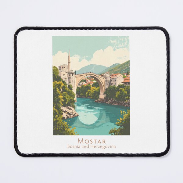Item preview, Stari Most – Mostar Retro Vintage Poster Art | Bosnia & Herzegovina Illustration designed and sold by pod24.