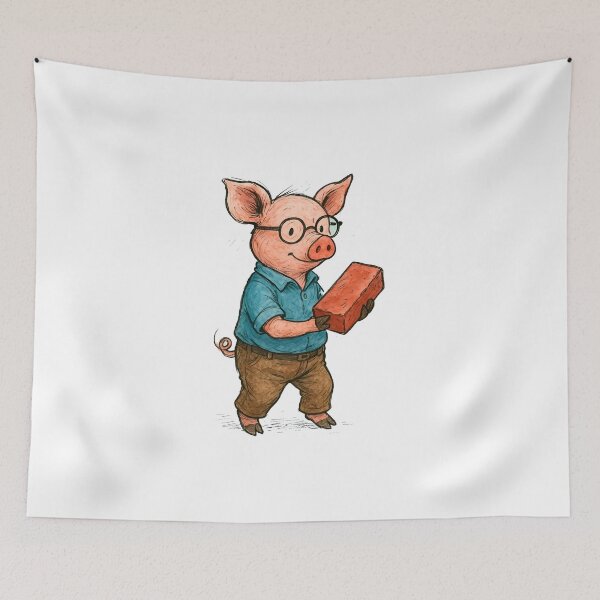 Item preview, Smart Pig with Brick and Glasses – Farm Story Character designed and sold by 良心創作.