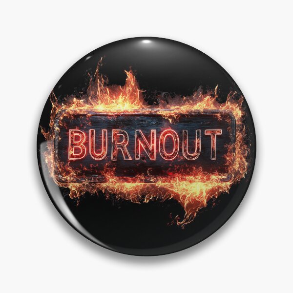 Artikelvorschau, Das brennende Schild Burnout umzüngelt von heißen Flammen entworfen und verkauft von SissiTer-Art.