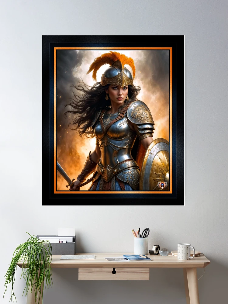 A Warriors Portrait Of Aurelia Valeriana In The Face Of Battle Fascinating AI Concept Art by Xzendor7 Room Decor Poster Art Print