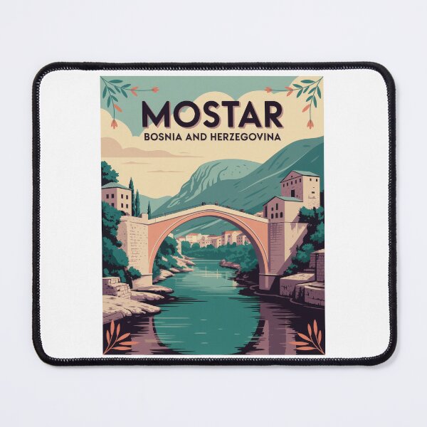 Item preview, Mostar Retro Vintage Poster – Stari Most Bridge | Bosnia & Herzegovina Illustration designed and sold by pod24.