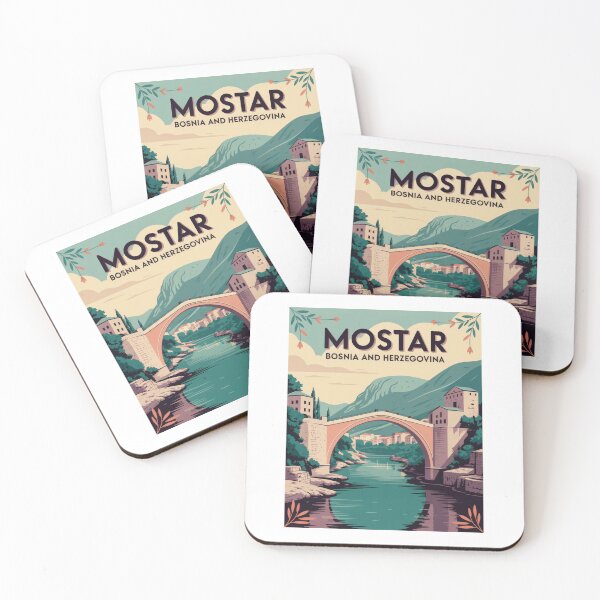 Item preview, Mostar Retro Vintage Poster – Stari Most Bridge | Bosnia & Herzegovina Illustration designed and sold by pod24.