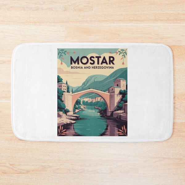Item preview, Mostar Retro Vintage Poster – Stari Most Bridge | Bosnia & Herzegovina Illustration designed and sold by pod24.