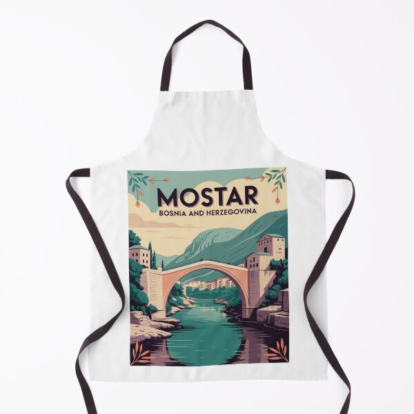 Item preview, Mostar Retro Vintage Poster – Stari Most Bridge | Bosnia & Herzegovina Illustration designed and sold by pod24.