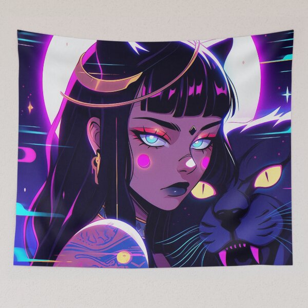 Item preview, Neon Panther Queen Under Moonlight designed and sold by bubblegoth.