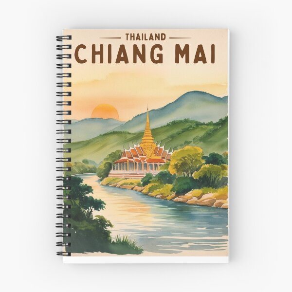 Item preview, Chiang Mai Poster, North Thailand Art, Vintage Thailand Travel designed and sold by Bits & Bops Boutique.