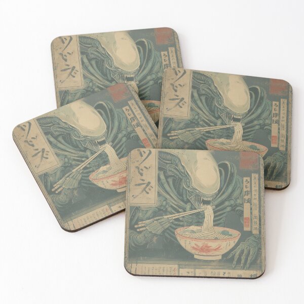 Item preview, Alien eating ramen - retro japanese style designed and sold by Gaviani Design Studio.