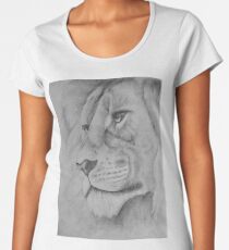 Black and White Pencil Lion Women's Premium T-Shirt