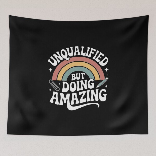 Item preview, Retro Rainbow Quote Unqualified but Doing Amazing Motivational Design designed and sold by love3617.