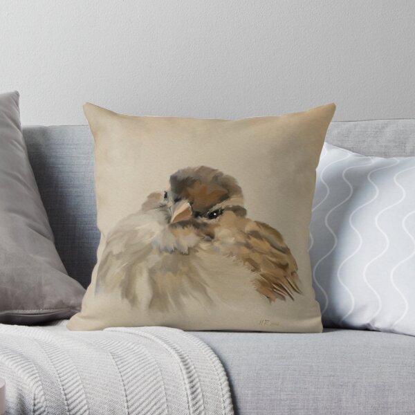 Bird: House Sparrow Throw Pillow