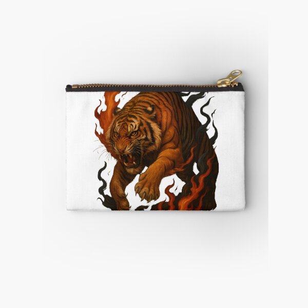 Item preview, Fierce Asian Tiger Surrounded by Flames and Wind – Intense 3D Power designed and sold by WolfPixelRo.