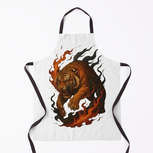 Item preview, Fierce Asian Tiger Surrounded by Flames and Wind – Intense 3D Power designed and sold by WolfPixelRo.