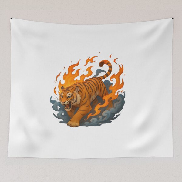 Item preview, Flaming Tiger – Fierce Fire Jungle Predator designed and sold by WolfPixelRo.