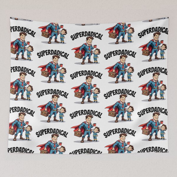 Item preview, Superdadical Father’s Day Hero with Son Holding Tools and Coffee designed and sold by Taans-Creation.
