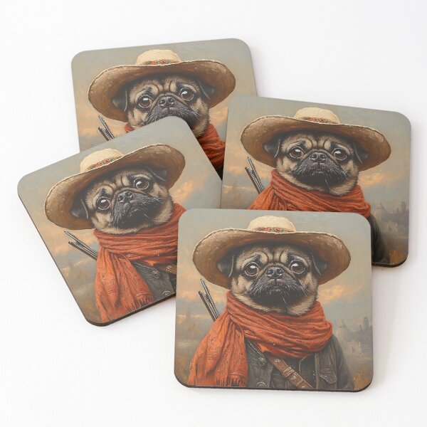 Item preview, Mexican Cowboy Pug - Western Country Pug - Stylish Animal Art designed and sold by Chrisjeffries24.